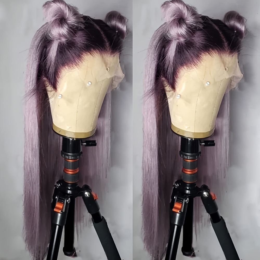 13x4 Ombre Purple Lace Frontal Wig Human Hair Straight Lace Front Wigs Light Purple For Women HD Glueless Preplucked Wigs Ready To Go
