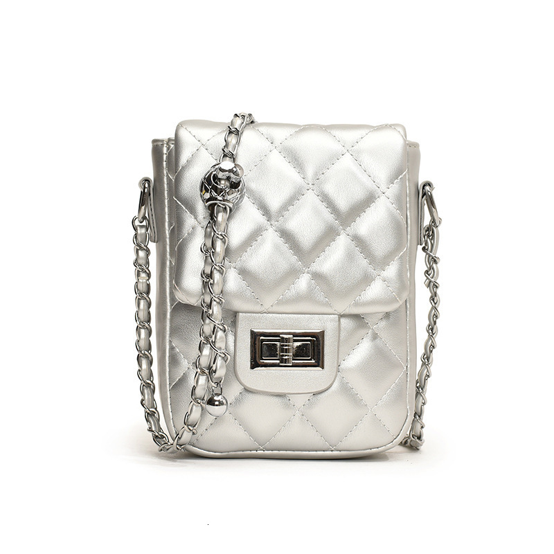 Free Shipping Designer High-end Diamond Grid Women's Chain Shoulder Bag New Small Fragrance Style Mini Handbag Fashionable Trend Crossbody Phone 