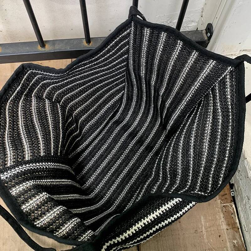 Casual Stripe Color Block Women's Shoulder Fashionable Handwoven Large Underarm Bag Simple Square Shape Spring New Arrival high-quality