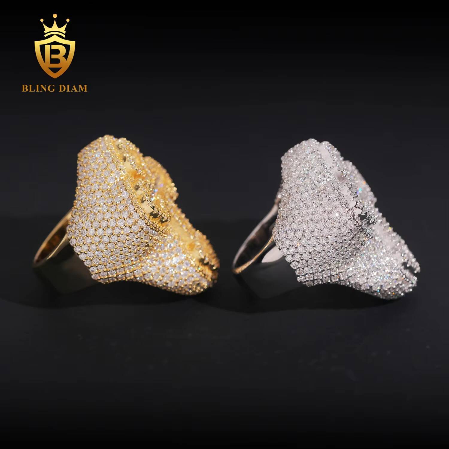 Hip Hop Jewelry Ring 925 Silver Gold Plated Vvs1 Moissanite Fully Diamond Ice Out Mens Cross With Rings