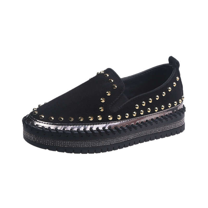 Plus Size Casual Single 2021 Spring and Autumn New Loafers Thick Bottom Flat Rivet fashion Women Shoes