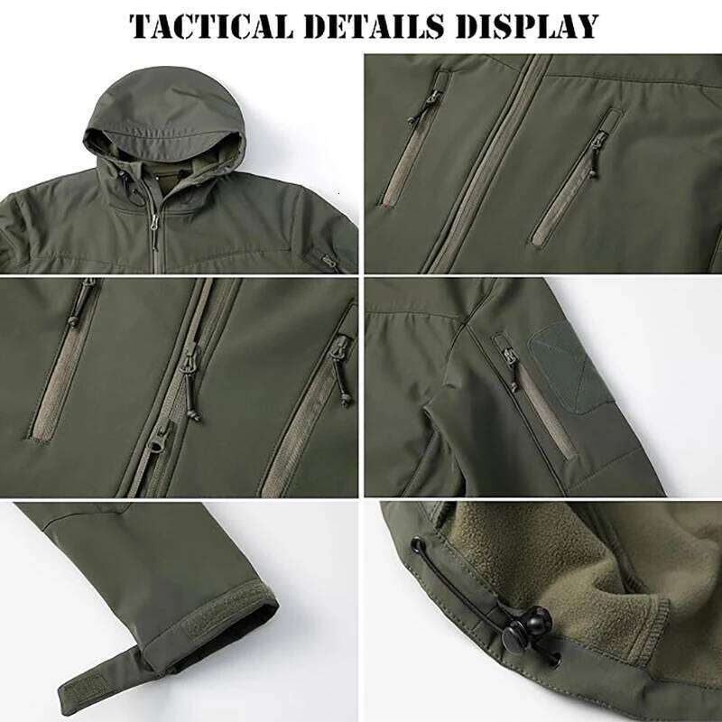 Men's Waterproof Softshell Tactical Winter Windproof Fleece Hoodie Jacket Outdoor Hiking Skiing Windbreaker Coat
