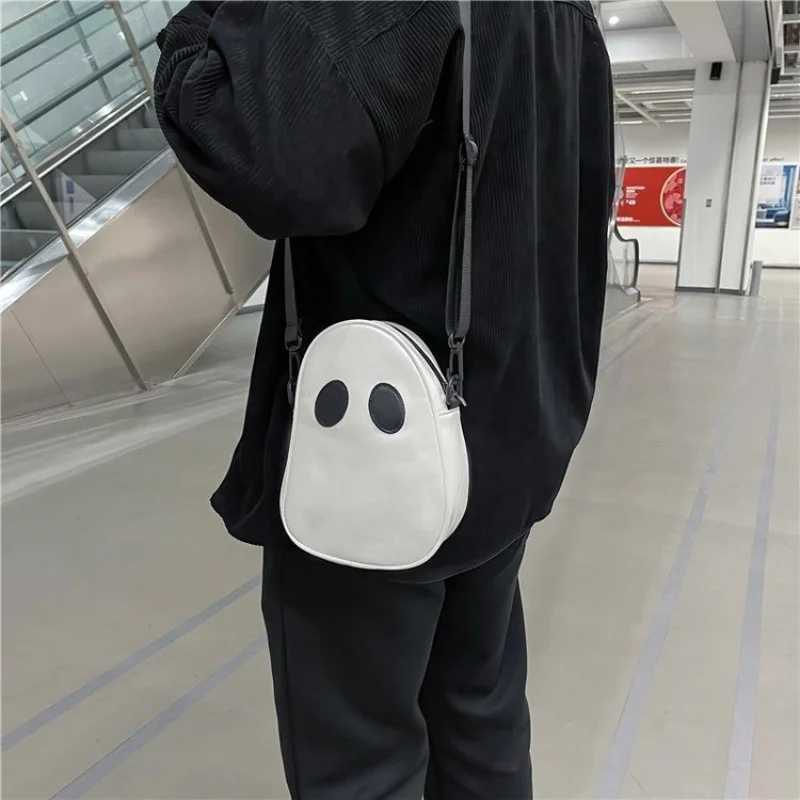 1pc Adorable Halloween Pumpkin Wallet Skull Crossbody Bag with Shoulder Strap - Trick or Treat Design in White hand bags Y250819