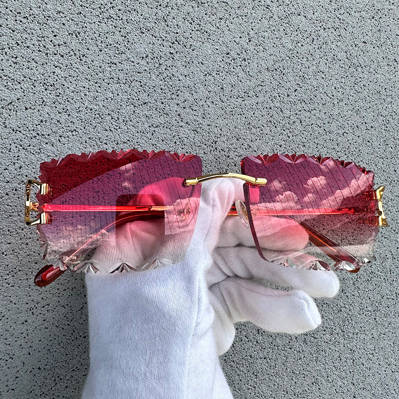 Double Wave Diamond Cut Sunglasses Wire C Y2K Vintage Designer Carter Shades Eyewear Retro Brand Classic Fashion Sun Glasses Mens Decoration 828 Gold