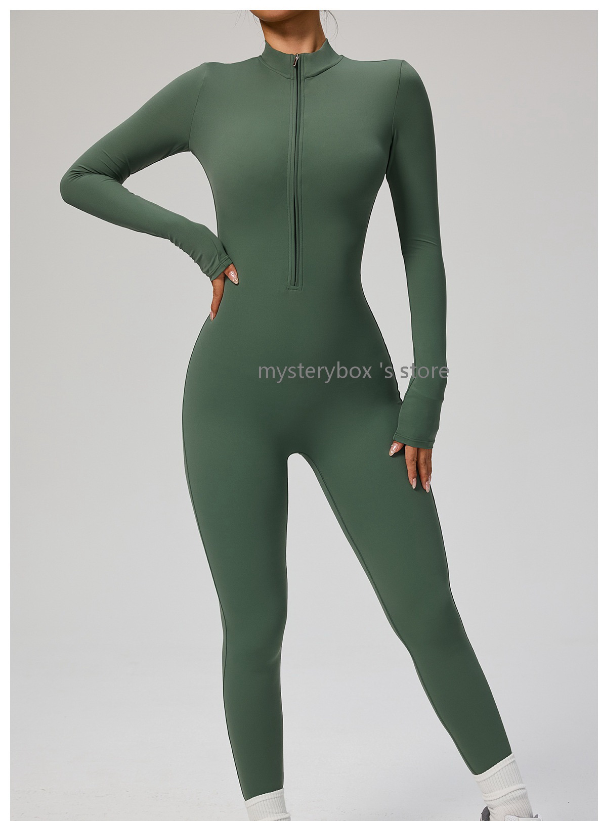 Women Ladies Yoga Outfit Wear Yoga Outfits Zipper Long Sleeved Yoga Jumpsuit Dance Fitness Tight Fitting Sports Cycling Clothes Suits Mysterybox Store