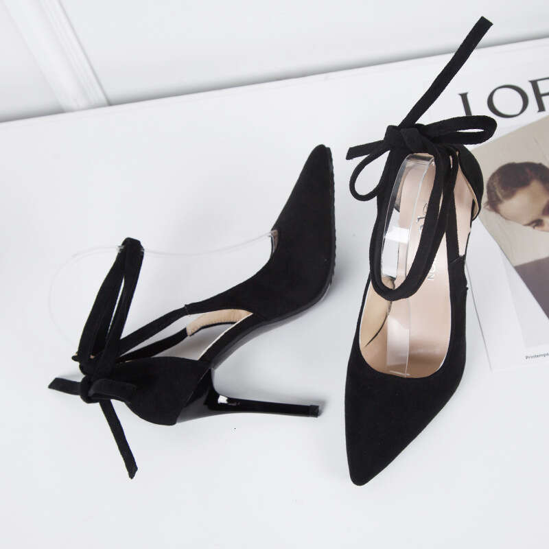 Two Types of Heel Height 7-9cm Sandals for Women 2023 Summer New Sexy Elegant Fashion Ankle Strap Pointed Toe Single Shoes