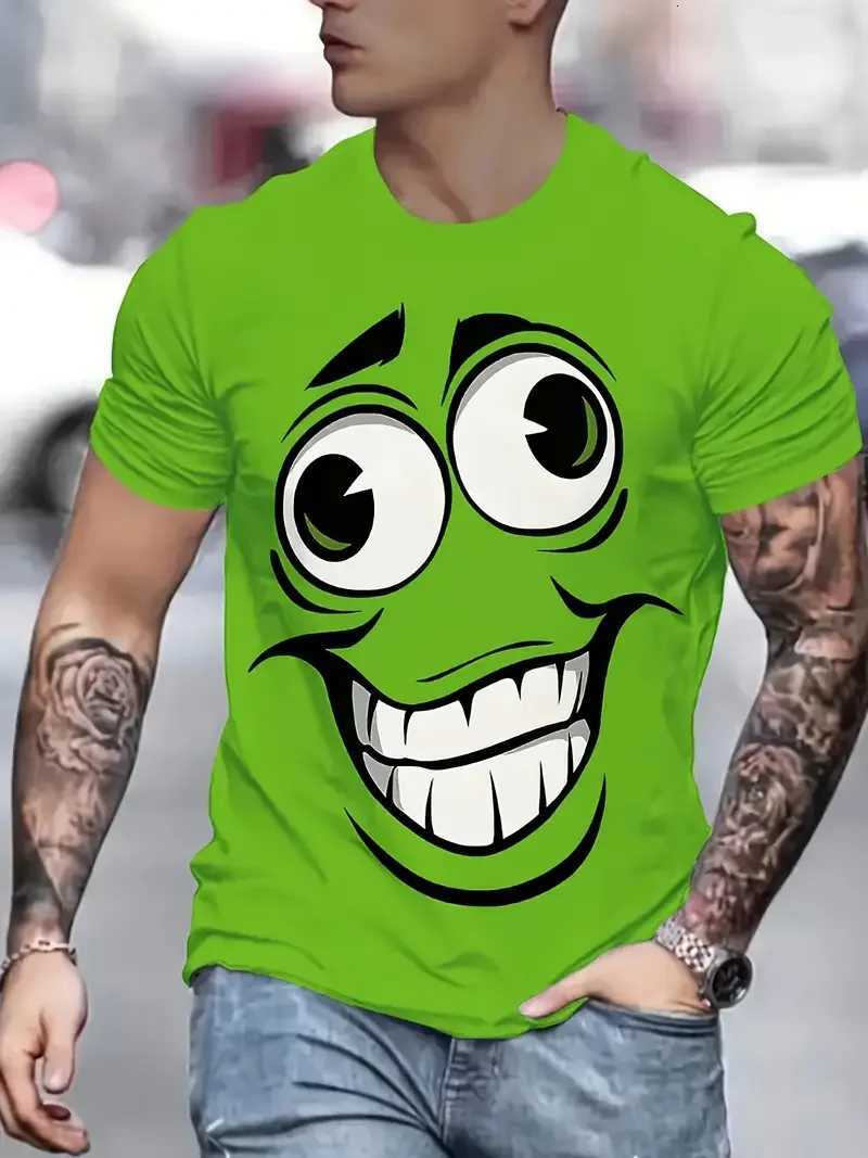 Funny Smiling Face Pattern T-shirt Harajuku Fashion Mens New Street Clothing Smiling Face Mens T-shirt Neutral T-shirt Top Y250819