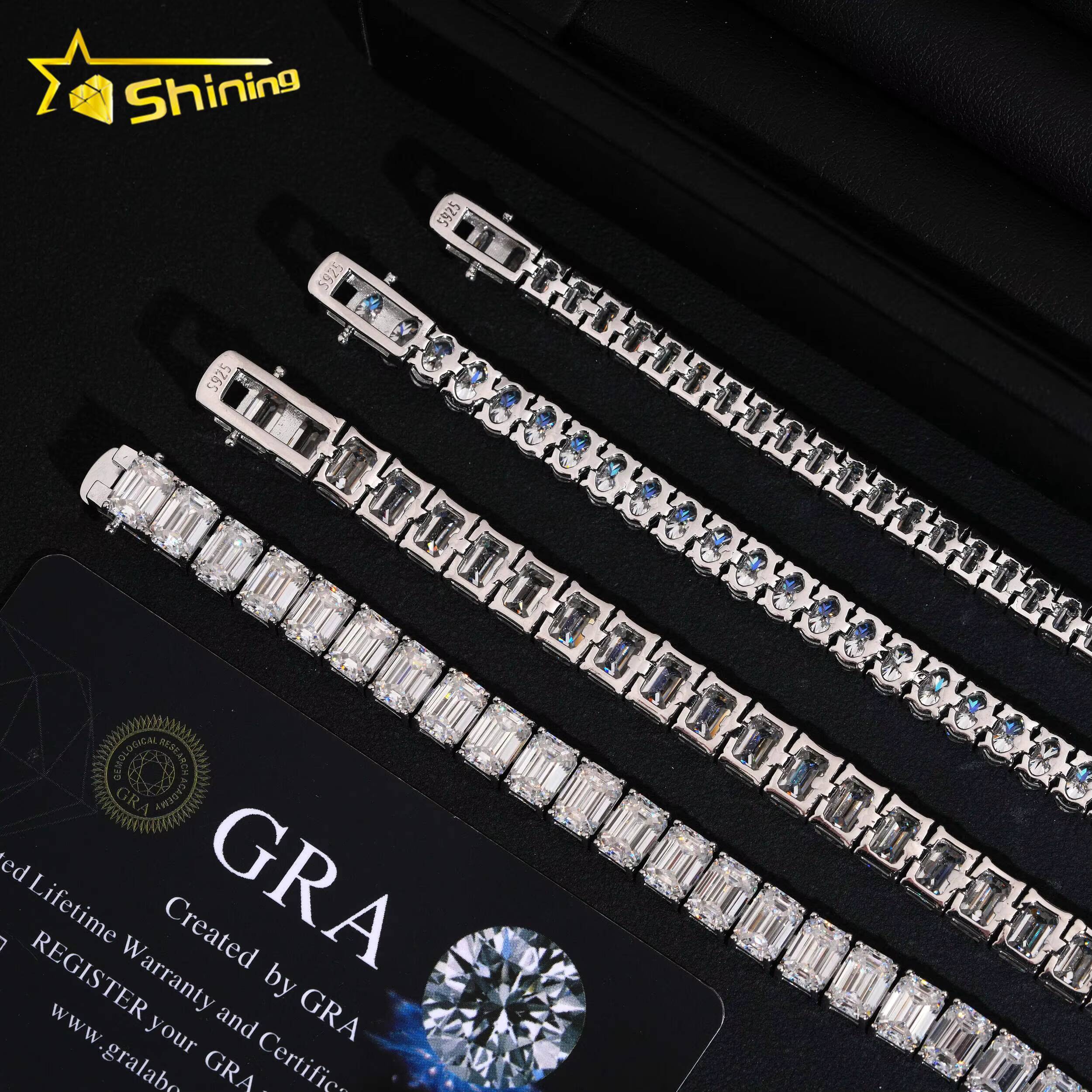 New Arrival VVS Moissanite Bracelet Collection Iced Out 925 Silver Men Women Oval Emerald Cut Moissanite Tennis Bracelets