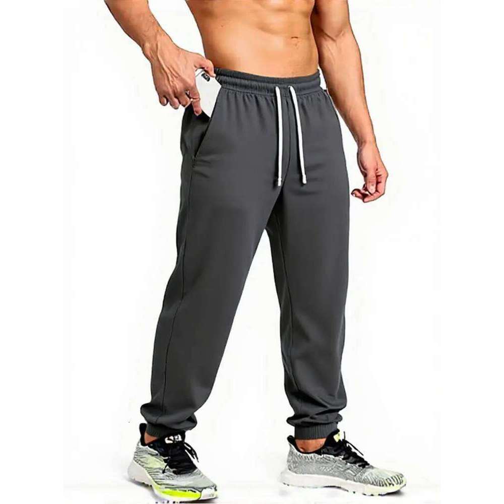 Casual Twill Knit Baggy Jogger Pants Men Brown Solid Color Sport Jogging Sweatpants 500g Outdoor Walking Gary Work Trousers