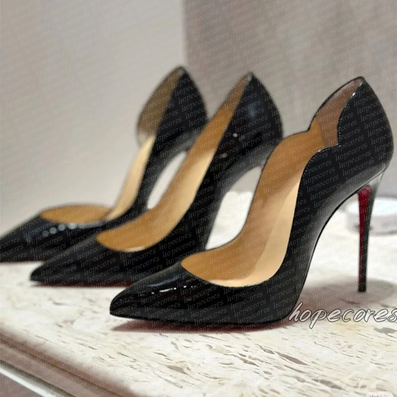 Women Red Shiny BottomShoes High Heels Shoes Designer Pointed Toe Sandals 6 8 10 12cm Nude Black Patent Leather Woman Brand Pumps With Dustbag US4-13