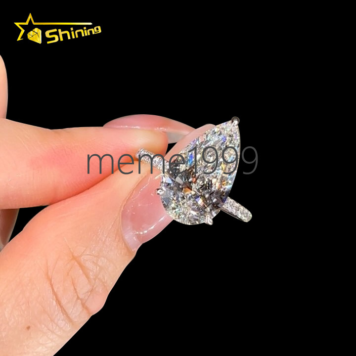 Luxury 10K 14K 18K White Gold CVD Lab Grown Diamond 5CT IGI Certificated Pear Cut Women Engagement Wedding Ring