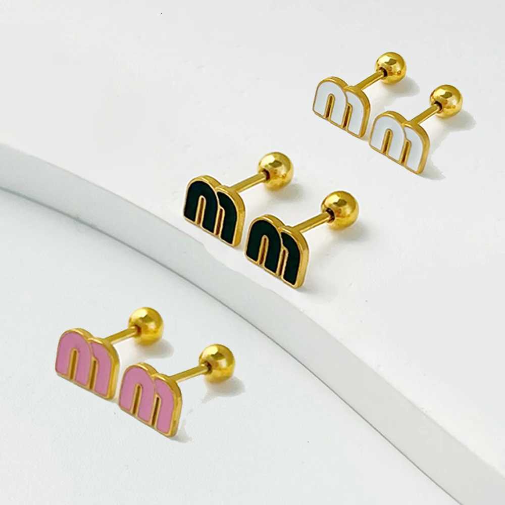 Stainless Steel Letter M ALTERA Screw Stud Earrings for Women Fashion Luxury Small Ball Screws Earrings Piercing Jewelry Gift 1 G250820aw