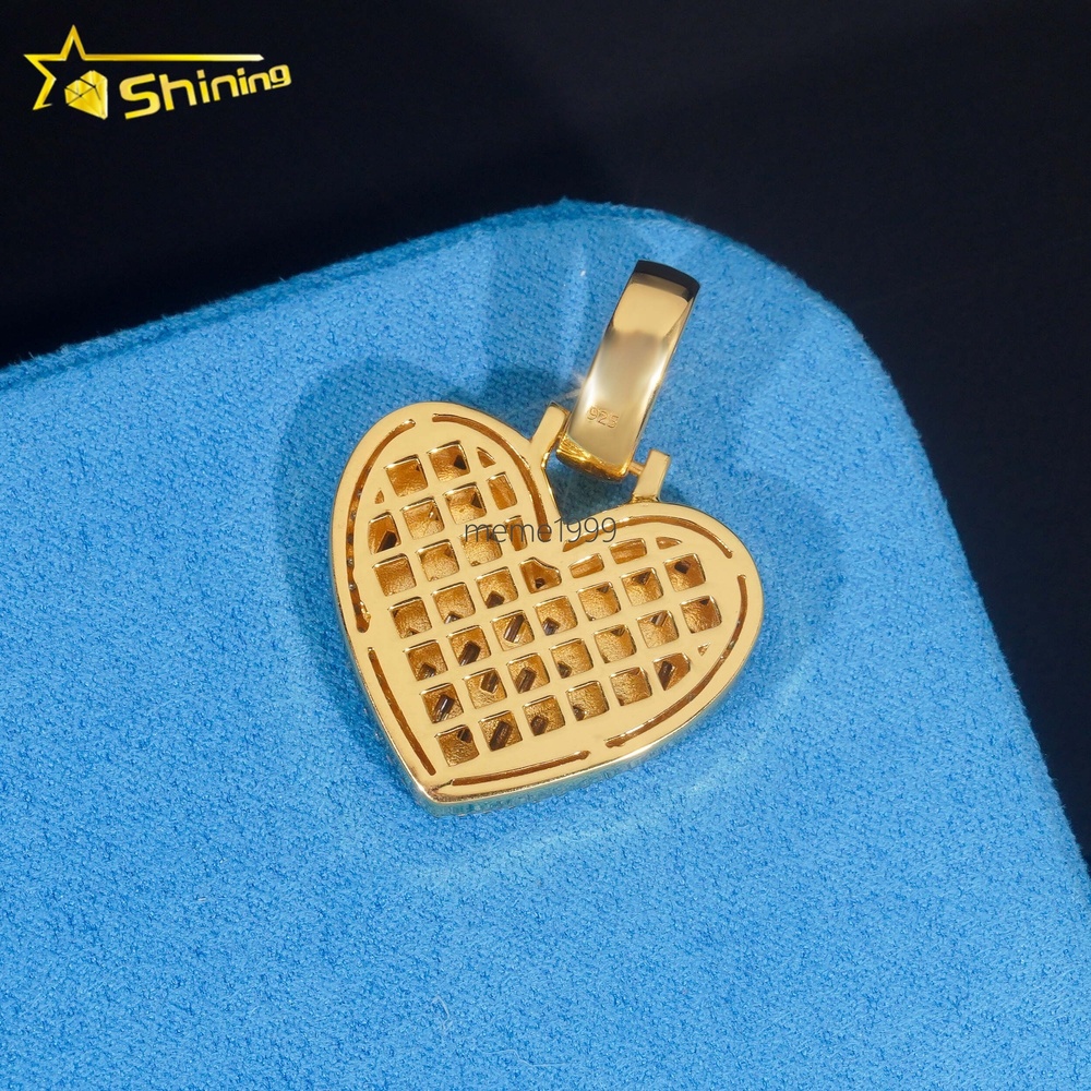Ready to Ship Rapper Jewelry 925 Silver Rapper Pendant Vvs Moissanite Heart Shape Diamond Pendant Pass Diamond Tester
