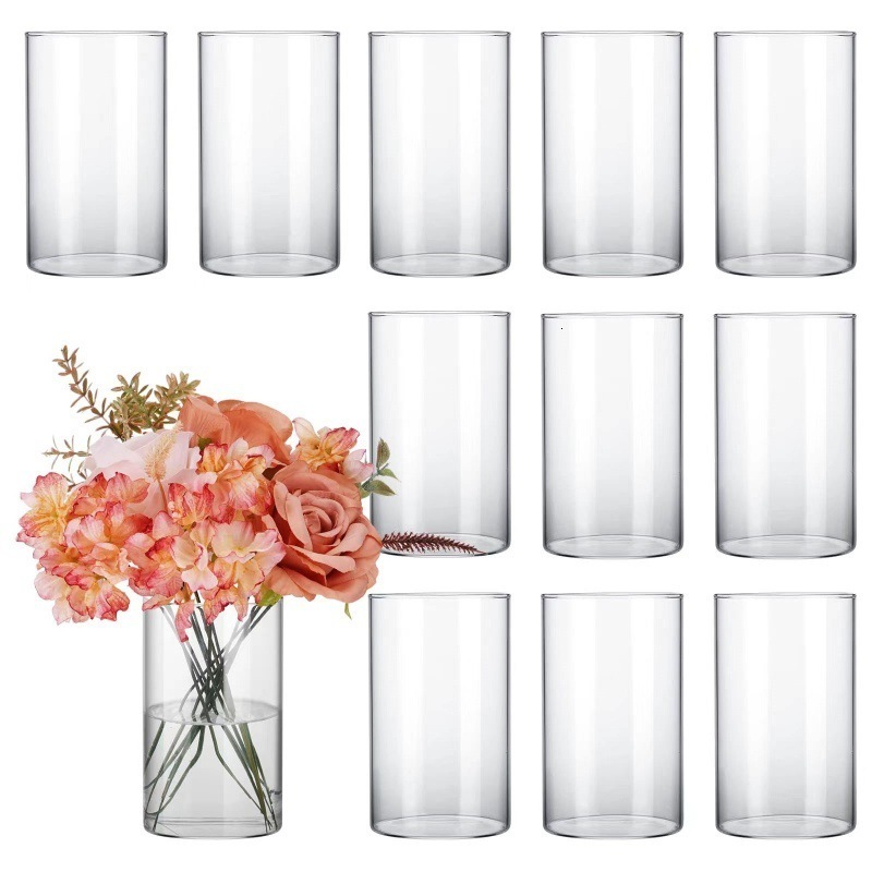 Glass Cylinder Vase 55 British bottles 6 Tall Clear Hurricane Candle Holder for Wedding Party Home Decor 250420