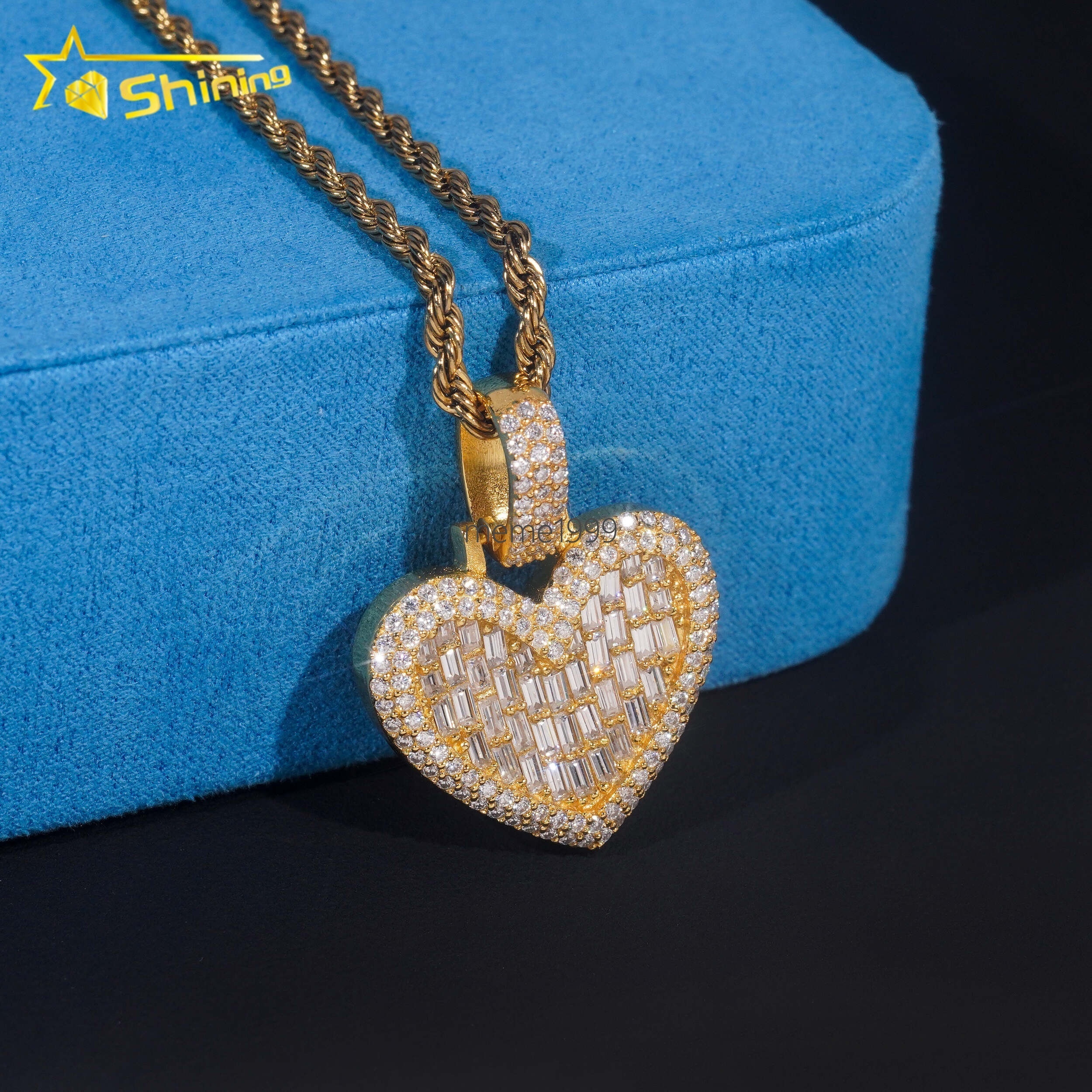 Ready to Ship Rapper Jewelry 925 Silver Rapper Pendant Vvs Moissanite Heart Shape Diamond Pendant Pass Diamond Tester
