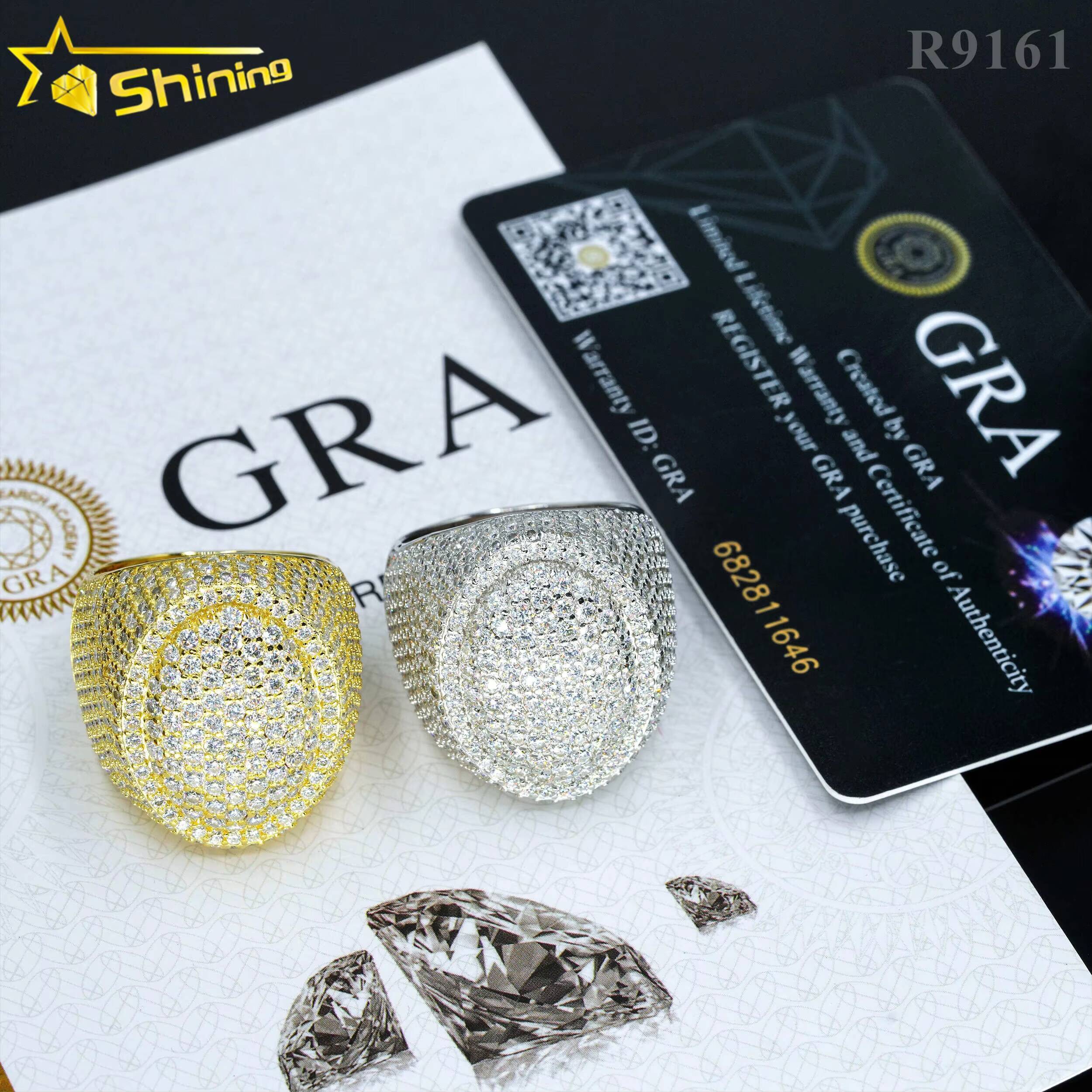 Wholesale Factory Price Moissanite Jewelry 925 Silver Iced Out Diamond Men Rings Hip Hop Moissanite Ring