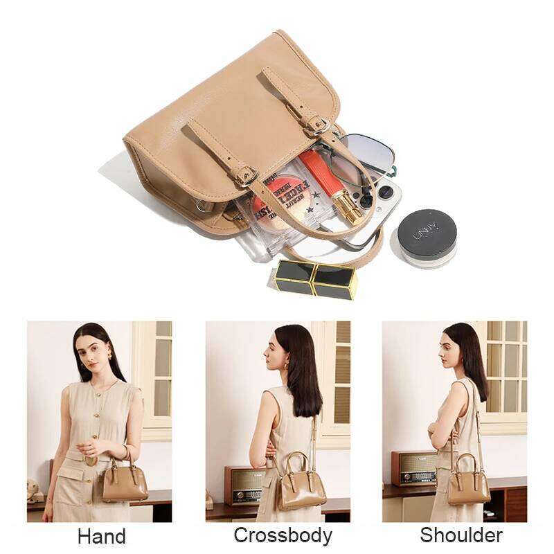 Designer Bags New Lady Solid Color Real Cowhide Leather Bowling Handbag Women Versatile Commuting Small Exquisite Portable Shoulder Bags Luxury Bag