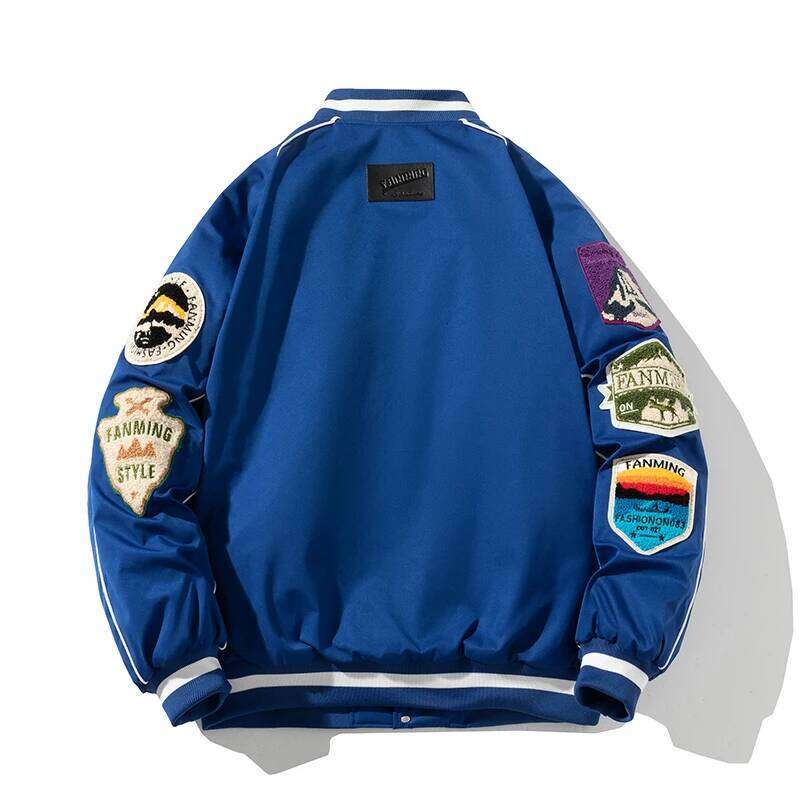 Winter Varsity Men Women Letter Badge American Baseball Jacket Street Fashion Hip Hop Coat Youth Couple Clothes Blue Red