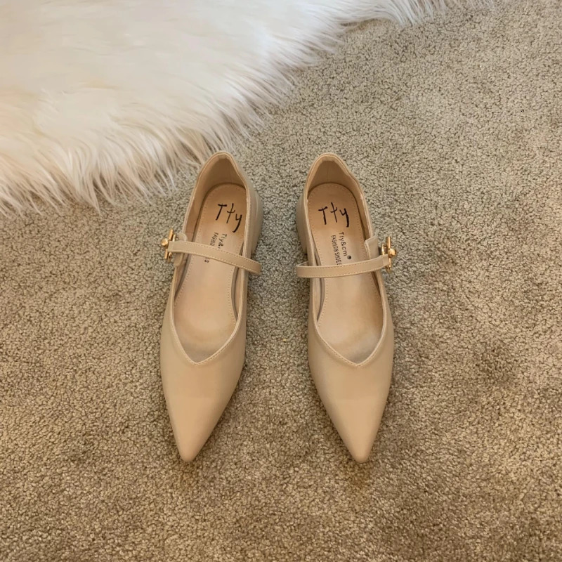 French Retro Women Shoes Spring New Pointed Flat Shoes Fashion Versatile Mary Jane Shoes Comfor Non Slip Womens Leather Shoe 250820