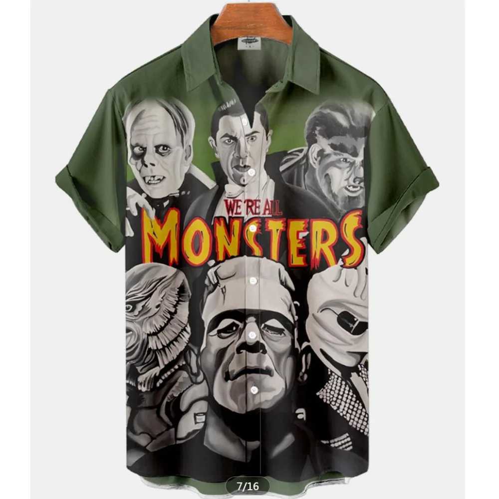 2023 Summer Mens Hawaiian Shirt Movie Figures Horror Vintage Shirt Street Clothing 3d Printed Mens Shirt Vintage Men Y250819