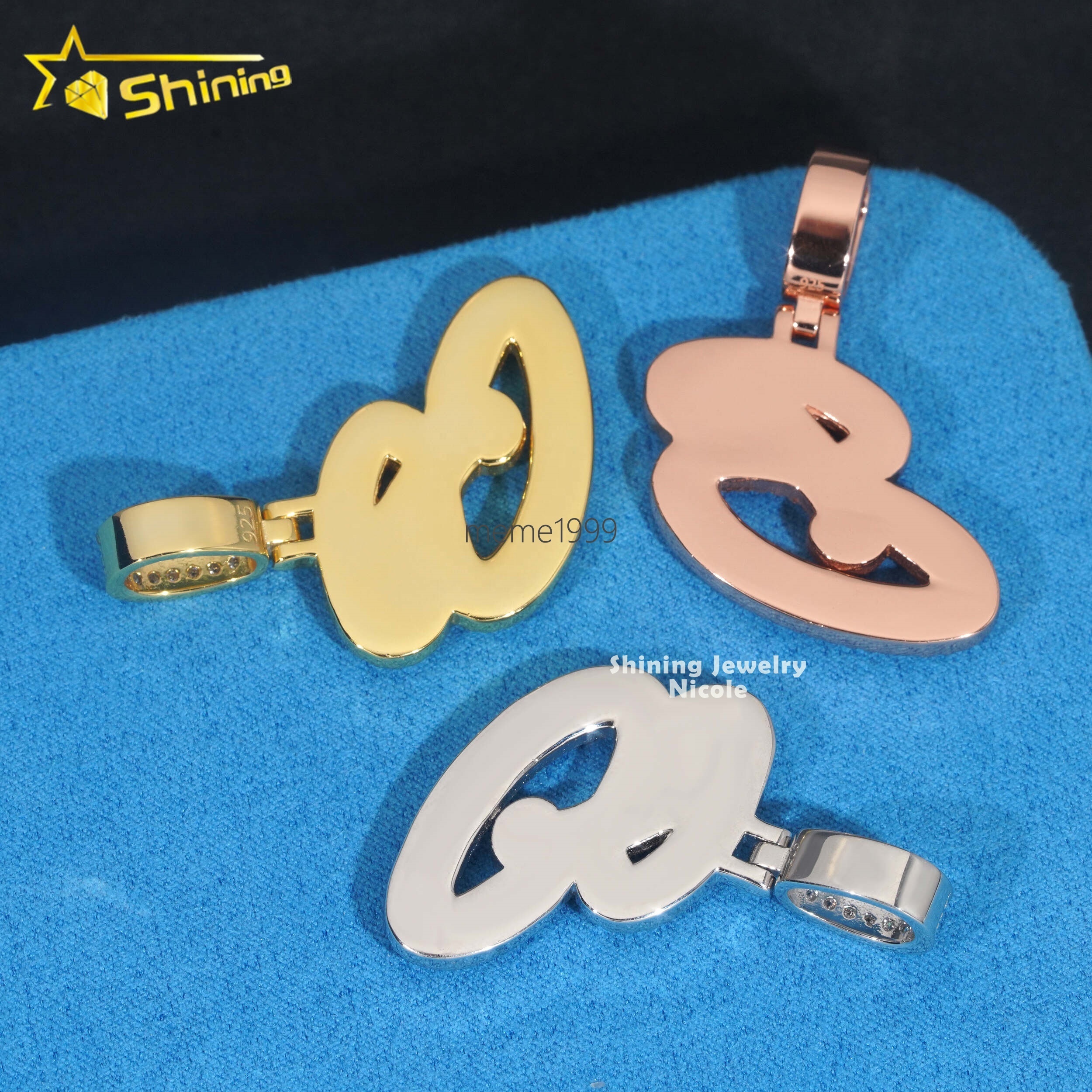 Custom Jewelry High Quality VVS Diamond 925 Silver Iced Out Name Initial B Moissanite Letter Pendant