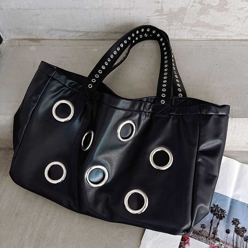 Fashion Rivet Handbag Saddle Bag Summer New Versatile Casual High-End Large Capacity Shoulder Handbag
