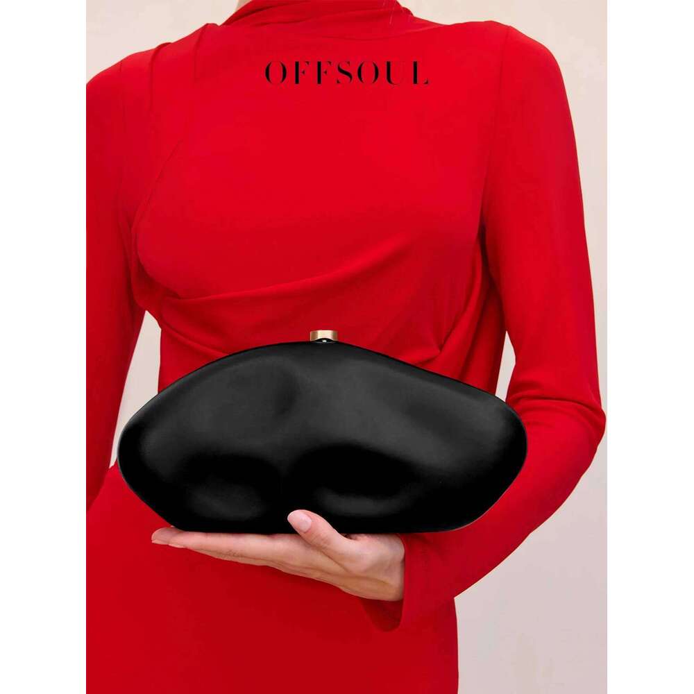 The Sculptural Pebble Leather Handbag New Fashion Style from Europe and America It Is a Heavy-Duty Stone Evening Bag with