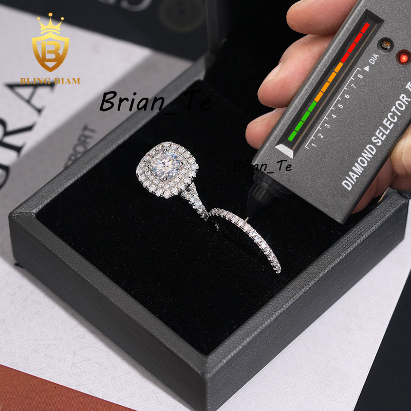 New Fashion Jewelry GRA Certificate S925 Sterling Silver Ring VVS Moissanite Diamond Engagement Ring