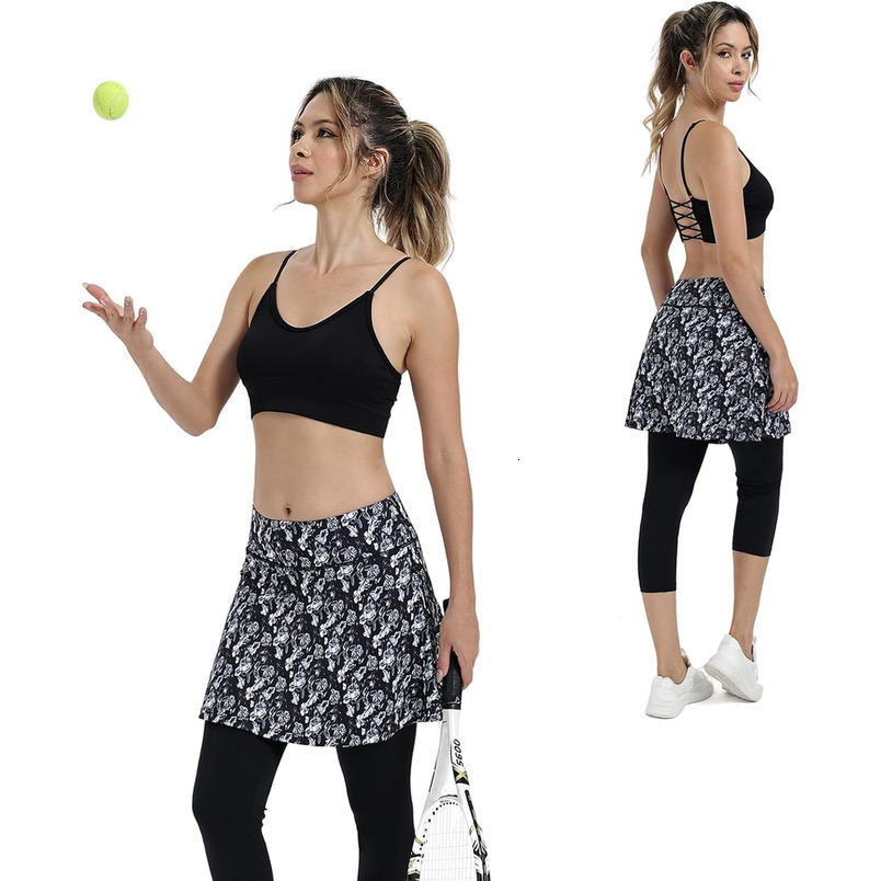 Women Athletic Skirts Leggings,Skirted Leggings Skorts with Pockets