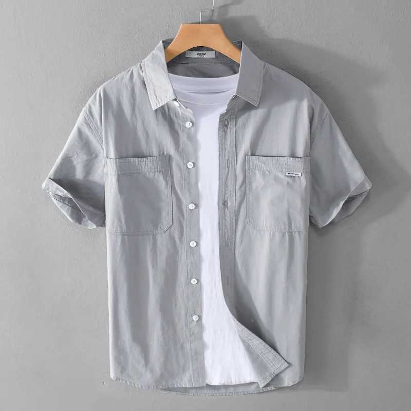 Summer Mens Casual Short Sleeve Comfortable Shirt 100% Cotton Sold Color Loose Simple Male Workwear Versatile Youth Fresh Shirt Y250819