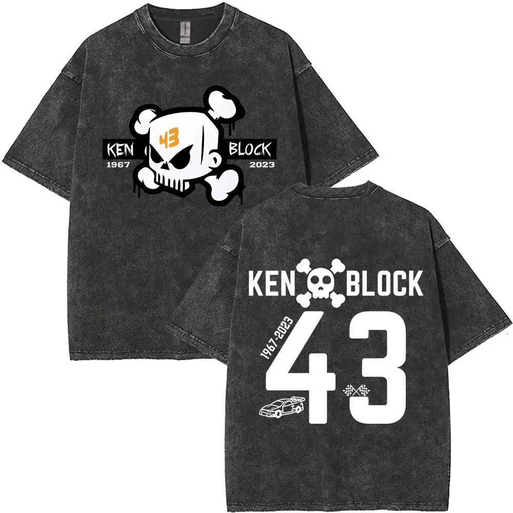 Washed Vintage Ken Block 43 Graphic T Shirts Men Women Gothic Art Aesthetic T-shirts Fashion Streetwear Oversized Short Sleeve Y250819