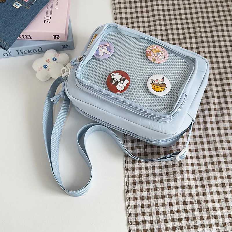 Ins Style Crossbody Bag with Transparent Badge Windows Korea Casual Phone Small Bag Anime Sling Bag Display Goods Bag Y250819