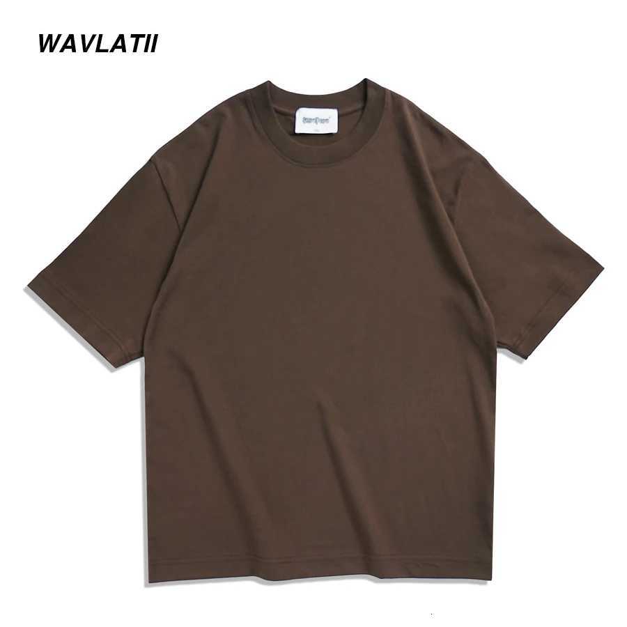 WAVLATII New Men Oversized T shirts Female 260 GSM Casual White Streetwear Tees Black Solid Basic Summer Tops for Young WMT2401 Y250819