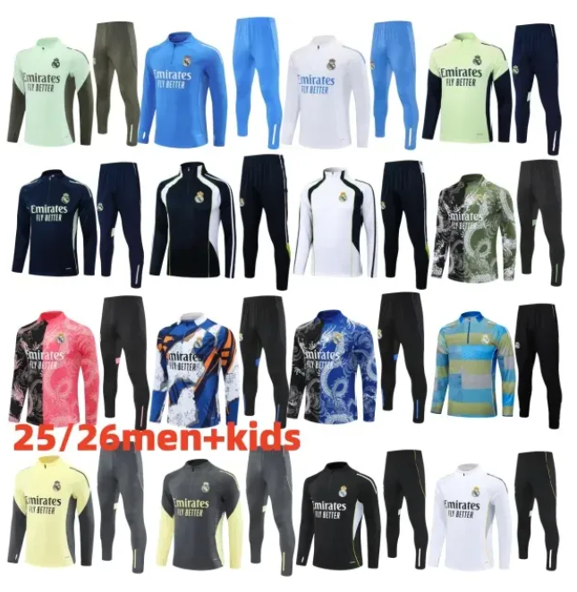2025 2026 REALS Madrids football TRACKSUIT set TRAINING suit 16/17 Retro training MBEPPE BELLINGHAM VINI JR men and kids football jacket chandal futbol survetement