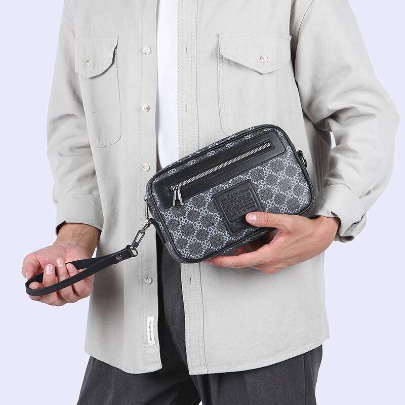 Square leather men's shoulder crossbody bags sacoches hommes for men designer bag handbag