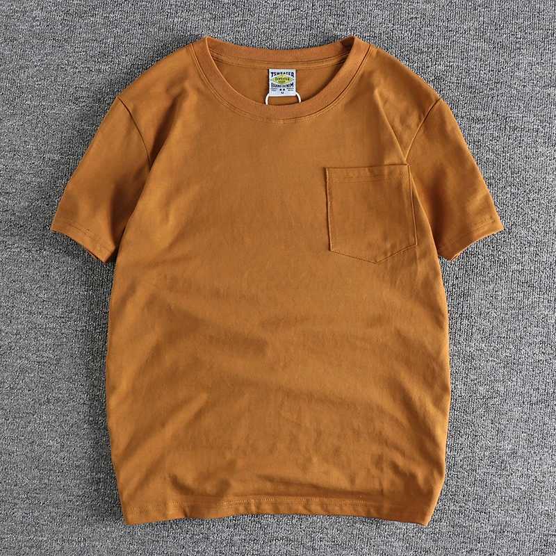 Simple Design Cotton Pocket Washed T-Shirt for Men Basic Style with Pure Color and Short Sleeves Y250819