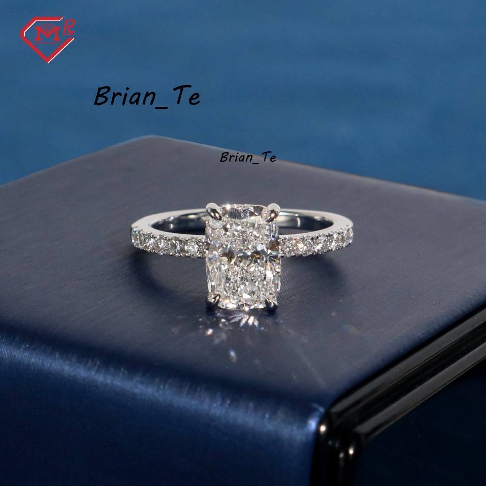 Engagement Diamond Ring Wedding Custom Jewelry 925 Silver D-VVS1 Radiant Cut Lab Grown Diamond Ring