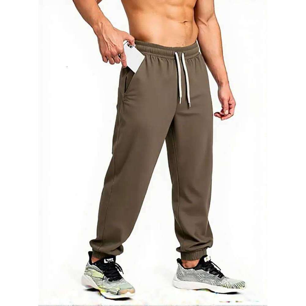 Casual Twill Knit Baggy Jogger Pants Men Brown Solid Color Sport Jogging Sweatpants 500g Outdoor Walking Gary Work Trousers