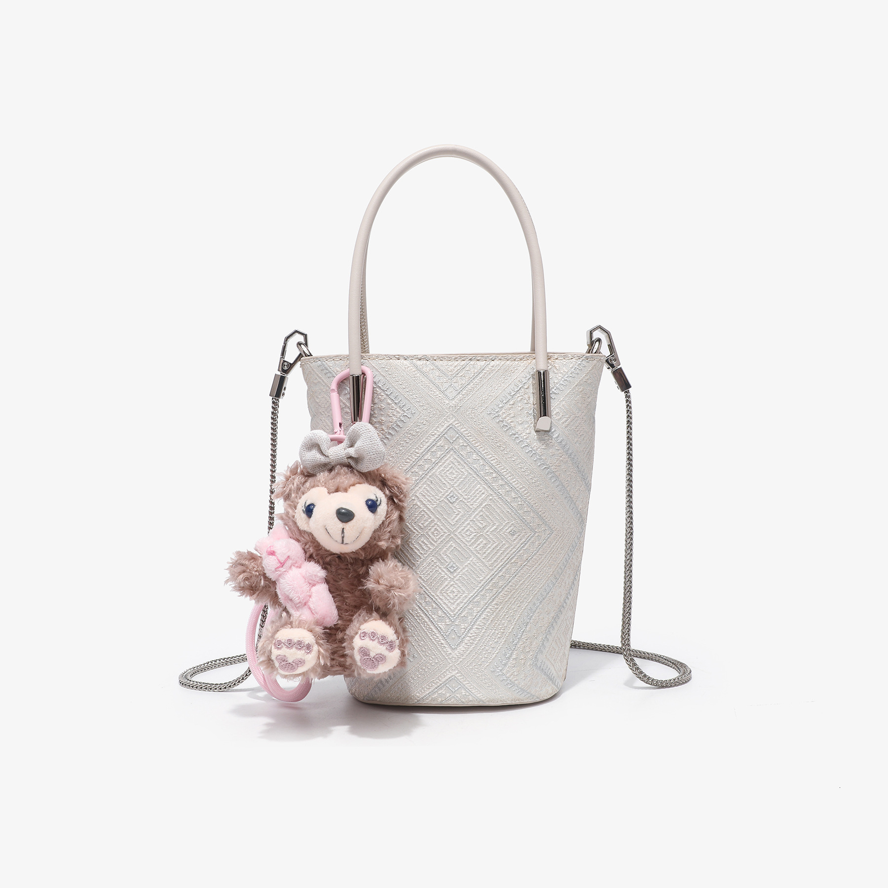 Free Shipping Designer Luxury Women's Chain Mini Handbag New Niche Phone Bag Fashion Brocade French Fries Pen Holder Single Shoulder Crossbody Sm