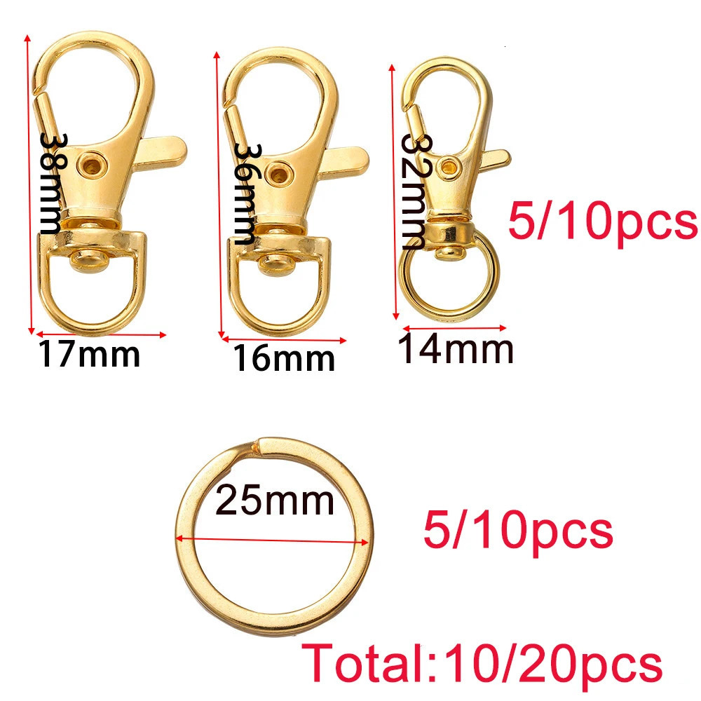1020Pcs Swivel Clasps Set Lanyard Snap Hooks with Key Chain Rings Keychain Clip for DIY Necklace Bracelet Supplies 250811