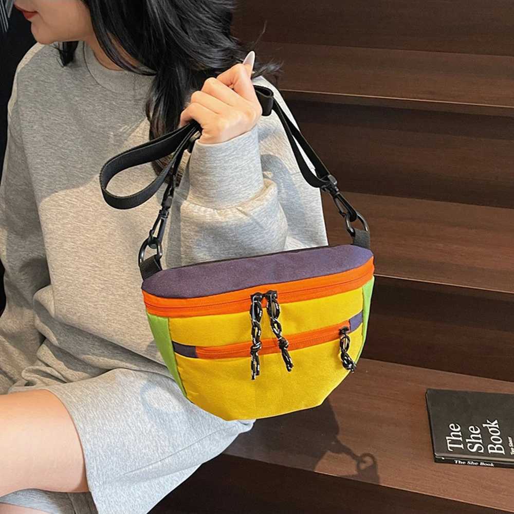 Korean Style Nylon Half Moon Bags Waterproof Large Capacity Dumpling Shoulder Bag Casual Lightweight Sports Crossbody Bag Y250819