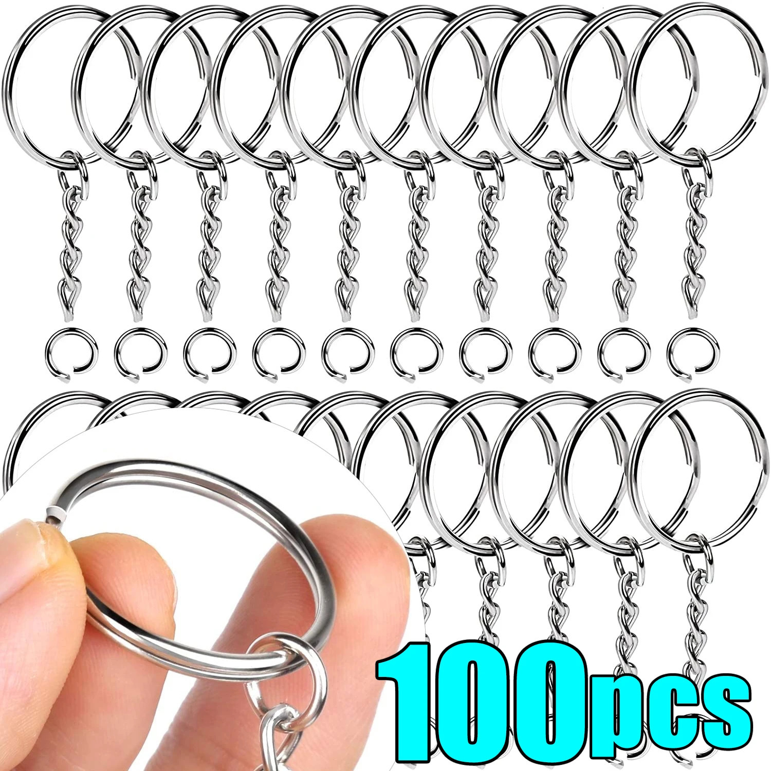 20100pcs Metal Blank Keyring Keychain Split Rings Keyfob Key Lobster Clasp Chain Pendant Stainless Steel 250811
