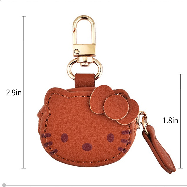 Kawaii KT Cat Mini Keychain Wallet Cartoon Sweet Bag Charms Coin Purse Portable Earphone Bag Data Cable Jewelry Storage Bag