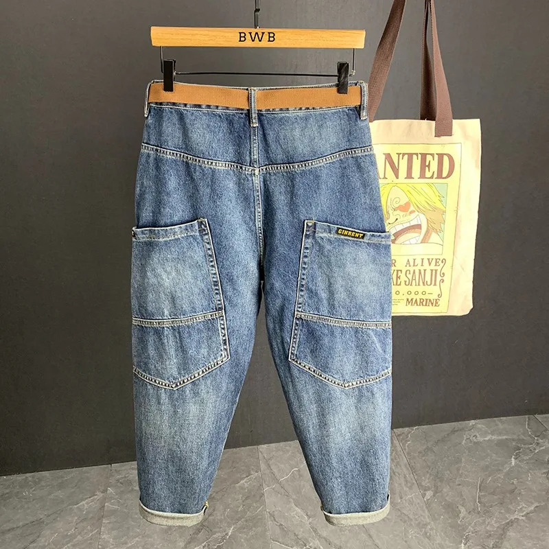 Japan Style Mens Jeans wide Spring Straight Leg Cargo Pants Man Korean Wide Loose Trendy Plus Size Harem Denim 250820