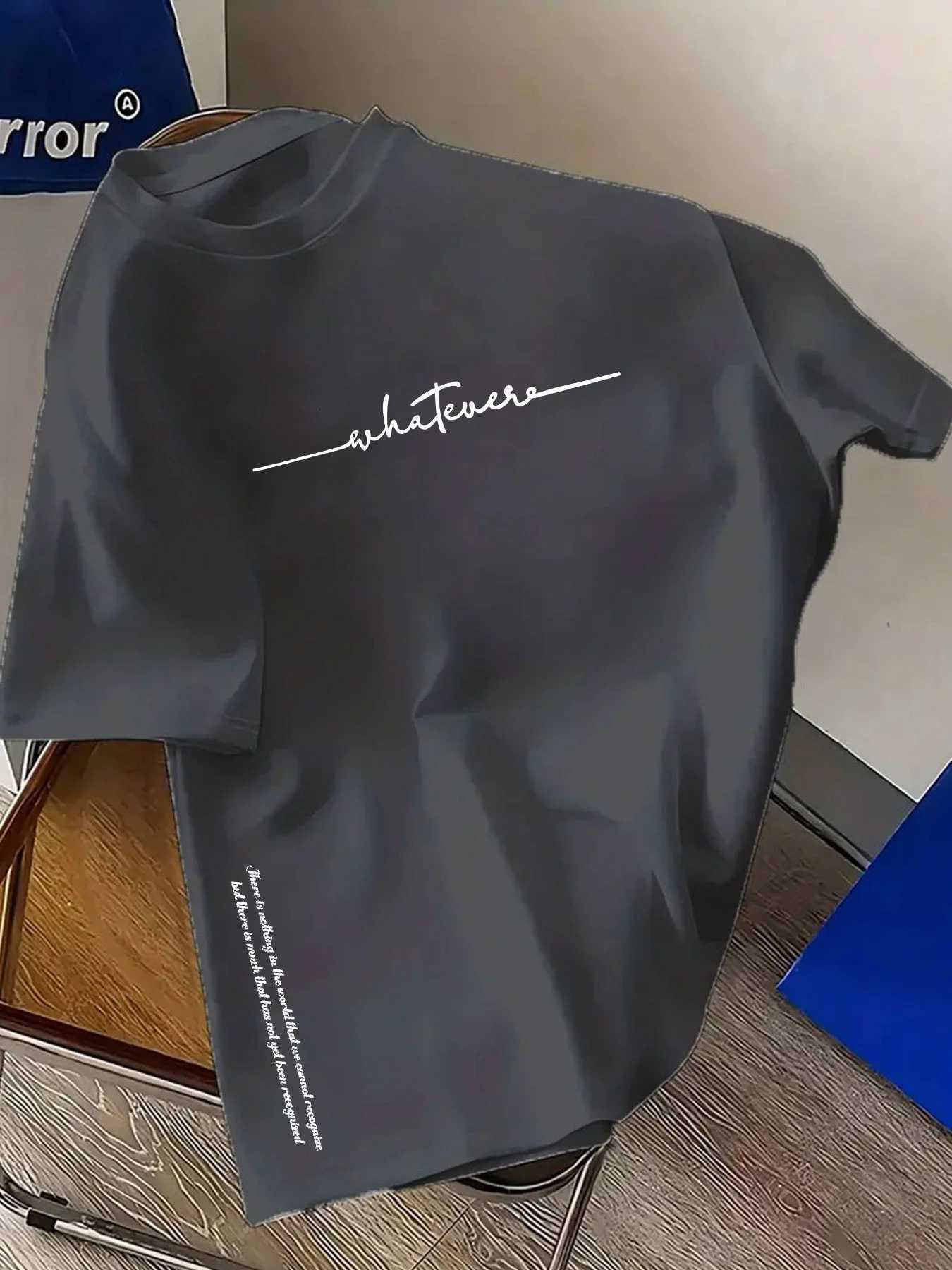 Mens summer 100 cotton fashionable casual sports loose plus size simple letter printed round neck short sleeved T-shirt top Y250819