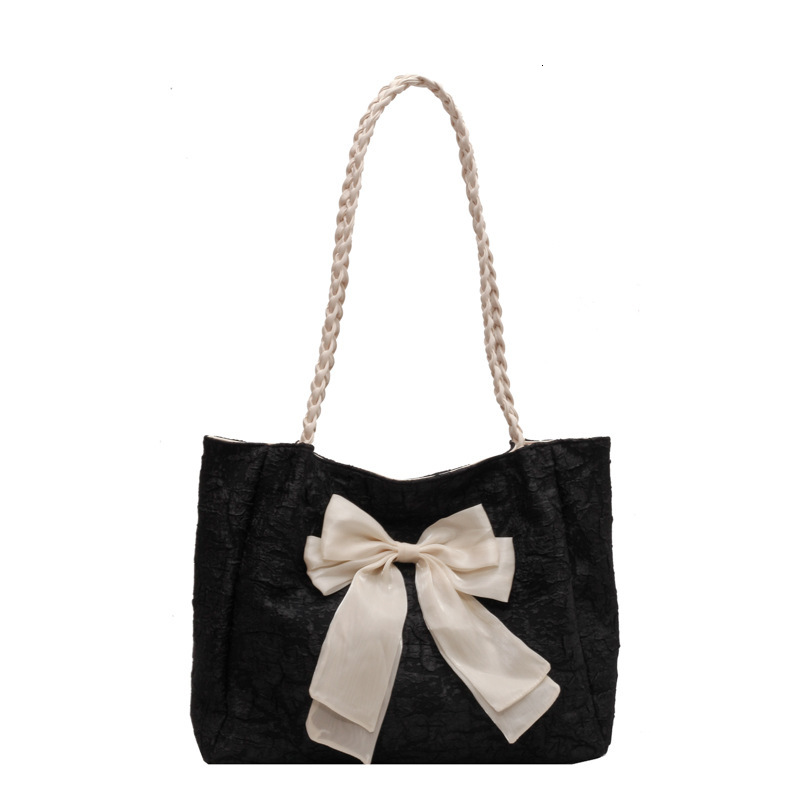 2025 autumn women's bag niche design knitted bow color blocked shoulder bag casual travel handbag handbag women's bag women's crossbody