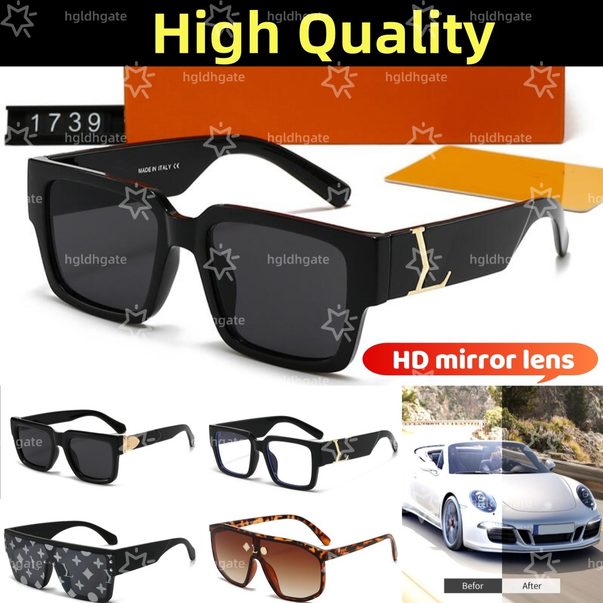 Luxury mens sunglasses large designer sunglasses for women vintage lunettes de soleil letter fashion classical outdoor driving sun glasses men eyeglasses hg03