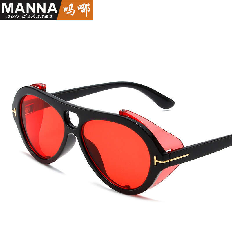 Round Frame Personality Hip-Hop Non-Mainstream Sunglasses for Women Punk Designer Men Wide Edge Niche Glasses