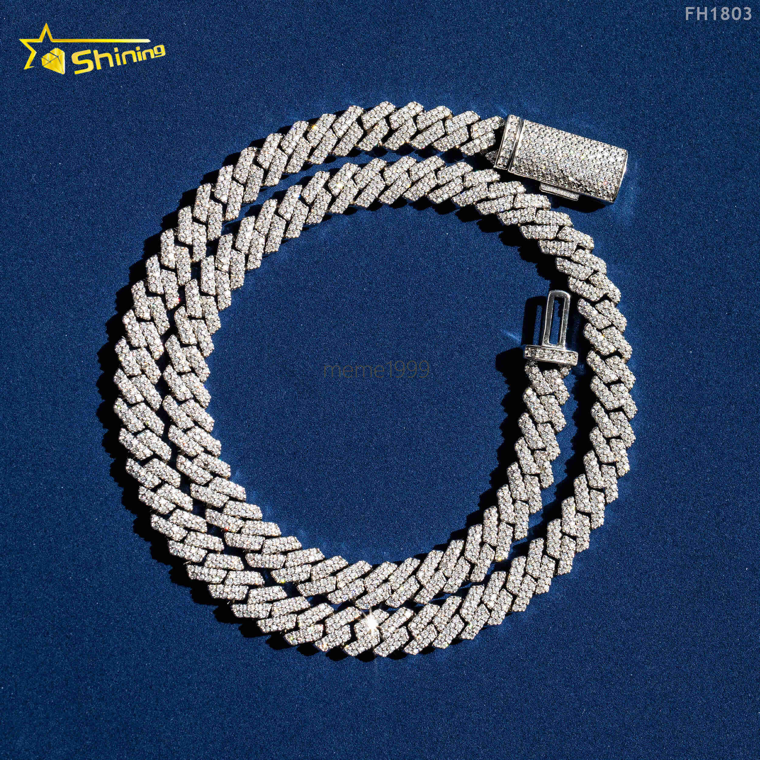 Wholesale Price Hip Hop Jewelry Cuban Chain Necklace for Men 925 Sterling Silver Micro Pave moissaniteia Diamond moissanite Cuban Link Chain