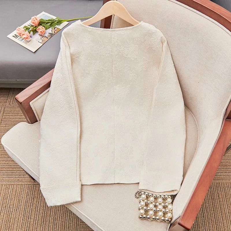 Vintage Chinese Style Womens Top Tea Jacket Round Neck Jacquard Shirt Autumn Winter Elegant Temperament Woman Clothing 250815